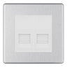 BG Screwless Brushed Steel Double IDC Secondary Telephone Socket - White Insert by British General (BG-FBSBTS2W)