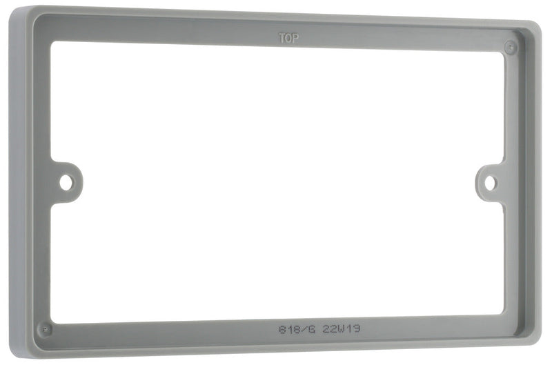 BG Nexus Grey 2 Gang Double 10mm Depth Rectangle Spacer Frame Back Box Plate
