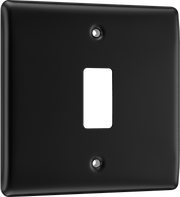 BG RNFB1 Nexus Metal Matt Black 1 Module Grid Front Plate by British General (BG-RNFB1-Shopify-SA_1)