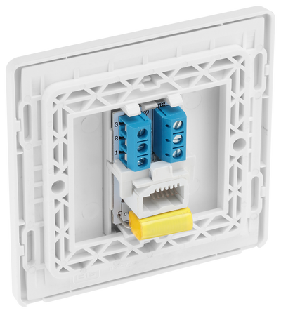 BG PCDCLBTM1W Pearlescent White Evolve 1 Gang Master Telephone Outlet - White Insert