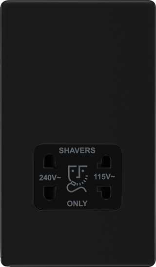 BG Flatplate Screwless Matt Black Shaver Socket FFB20B by British General (BG-FFB20B-1)