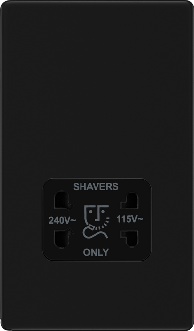 BG Flatplate Screwless Matt Black Shaver Socket FFB20B by British General (BG-FFB20B-1)