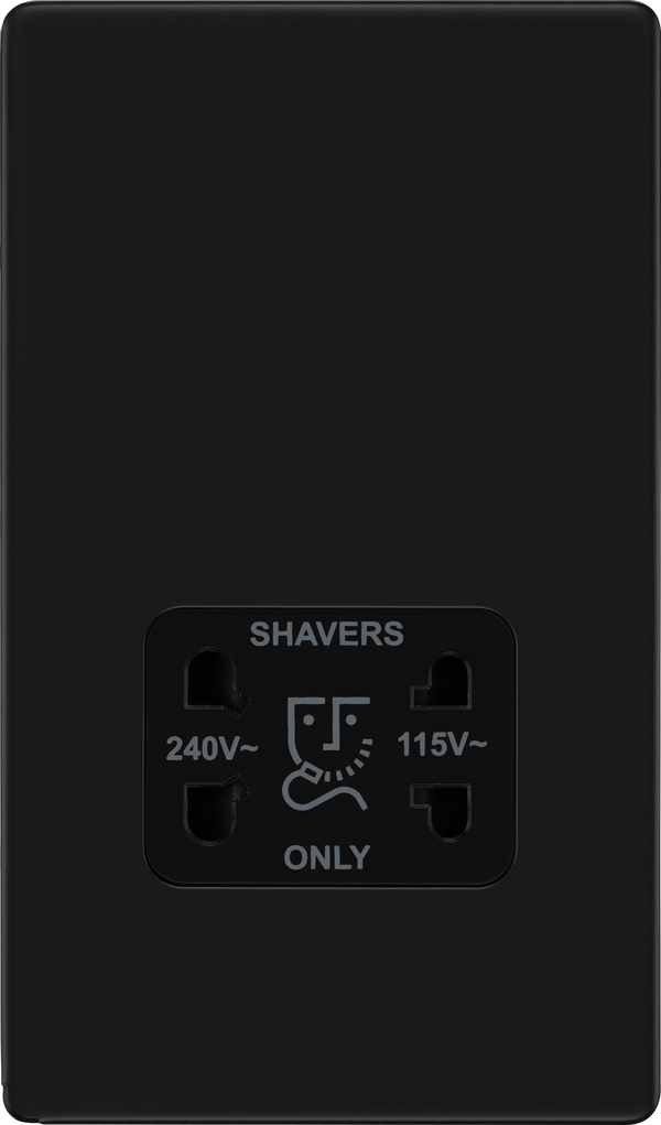 BG Evolve Matt Black Shaver Socket, Dual Voltage 115/240V FFB20B