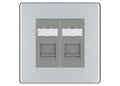 BG Screwless Polished Chrome 2 Gang RJ45 Data Socket FPCRJ452G Grey Inserts
