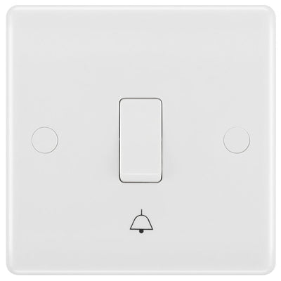 BG 814 Moulded Round Edge | White | 1 Gang 10AX 1 Way Bell Push Plate Switch by British General (BG-814)