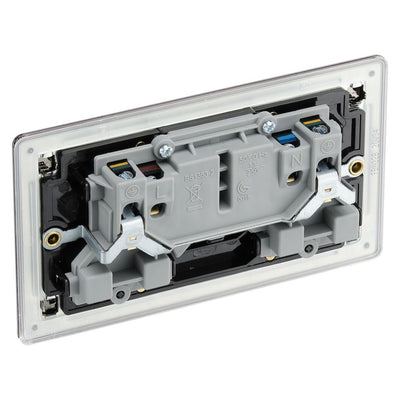 BG Screwless Black Nickel 13A Double Socket FBN22B with 25mm Steel Back Box