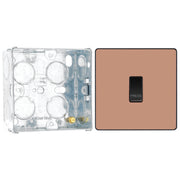 BG Evolve Polished Copper 10AX 1 Way Press Switch PCDCP14B with 35mm Steel Back Box