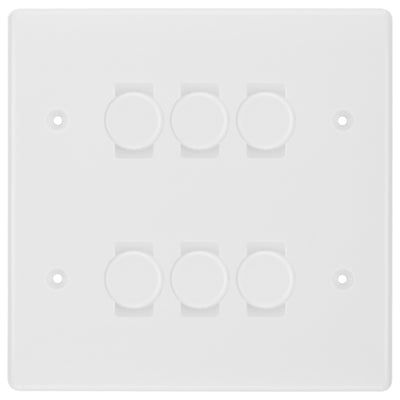 BG White 6 Gang Trailing Edge LED Dimmer Light Switch 2 Way Custom Switch by British General (BG-NEXUS-WM-6G-CUSTOM-6xDIMMER-2WAY)