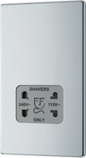 BG FPC20G Nexus Screwless Flat-Plate Shaver Socket Outlet Polished Chrome Grey Insert Dual Voltage 115V - 230V by British General (BG-FPC20G-Shopify-SA_1)
