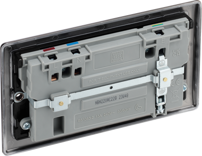 BG NBN22UAC22B Black Nickel Double Socket with USB 22W Type A & Type C USB by British General (BG-NBN22UAC22B)