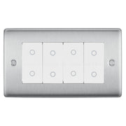 BG Nexus Brushed Steel Quad Secondary Touch Dimmer Switch White Inserts NBSTDS4W by British General (BG-NBSTDS4W)