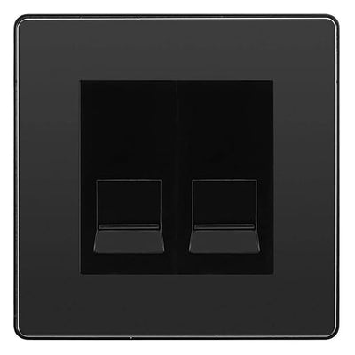 BG Evolve Black Chrome Double IDC Secondary Telephone Socket - Black Insert