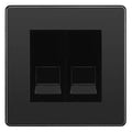 BG Evolve Black Chrome Double IDC Secondary Telephone Socket - Black Insert