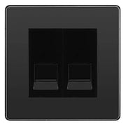 BG Evolve Black Chrome Double IDC Secondary Telephone Socket - Black Insert by British General (BG-PCDBCBTS2B)