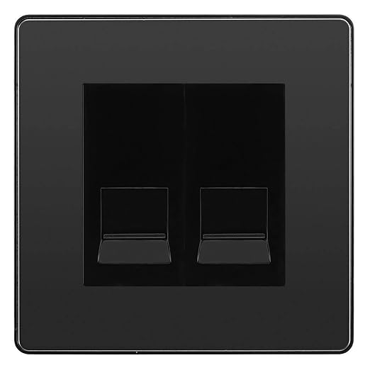 BG Evolve Black Chrome Double IDC Secondary Telephone Socket - Black Insert