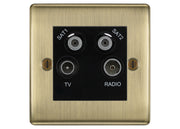 BG Nexus Antique Brass TV/FM/2x SAT Quadplex Socket – Black Insert by British General (BG-NABTVFMSAT2B)