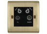BG Nexus Antique Brass TV/FM/2x SAT Quadplex Socket – Black Insert by British General (BG-NABTVFMSAT2B)