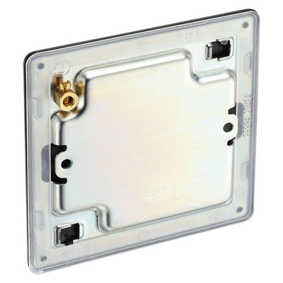 BG Screwless Matt Black Single Blanking Plate FFB94 with 25mm Steel Back Box