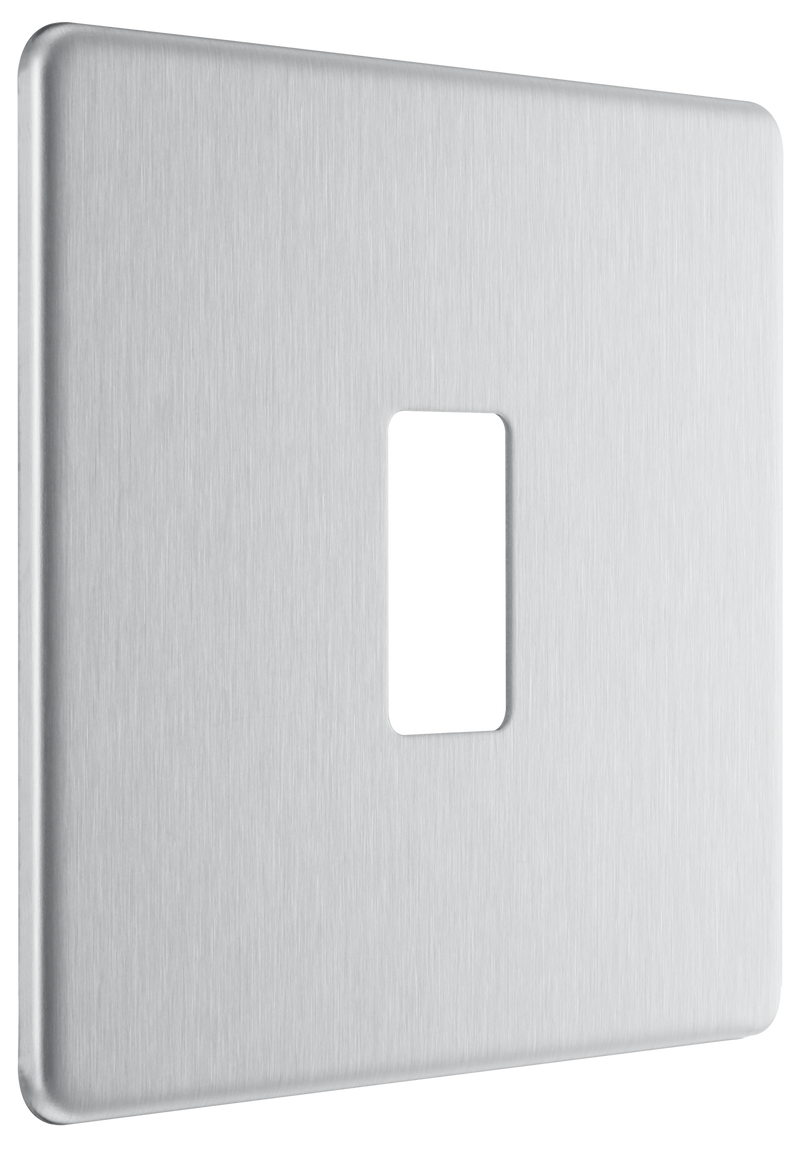 BG RFBS1 Nexus Screwless Grid Brushed Steel 1 Module Front Plate