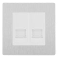 BG Evolve Brushed Steel Double RJ11 Telephone Socket PCDBSRJ112 - White Insert
