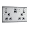 BG NBS22UACG Double 13 Amp Socket Outlet with A and C type USB Charger 3A Switched Socket by British General (BG-NBS22UACG)