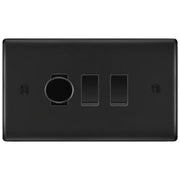 BG Nexus Matt Black 3 Gang Light Switch Grid – 1x Trailing-Edge LED Dimmer, 1x Intermediate, 1x 2-Way Switch by British General (BG-Nexus-FB-3G-1x-Dimmer-1x-INT-1x-2Way)