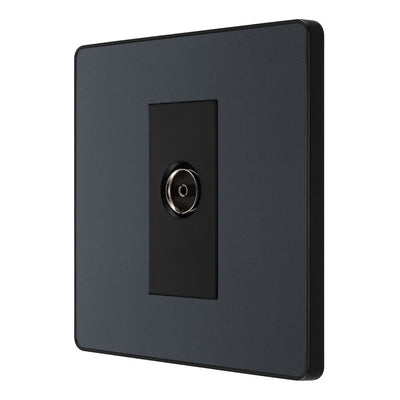 BG Evolve Matt Grey Co-Axial Socket Outlet PCDMG60B with 35mm Steel Back Box