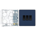 BG Evolve Matt Blue 3 Gang 20A 16AX 2 Way Light Switch PCDDB43B with 35mm Steel Back Box