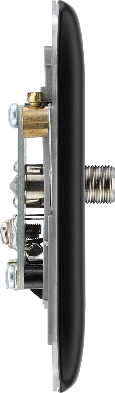 BG NFB65 Nexus Metal Matt Black 2 Gang Satellite & Co-axial Socket - Black Insert