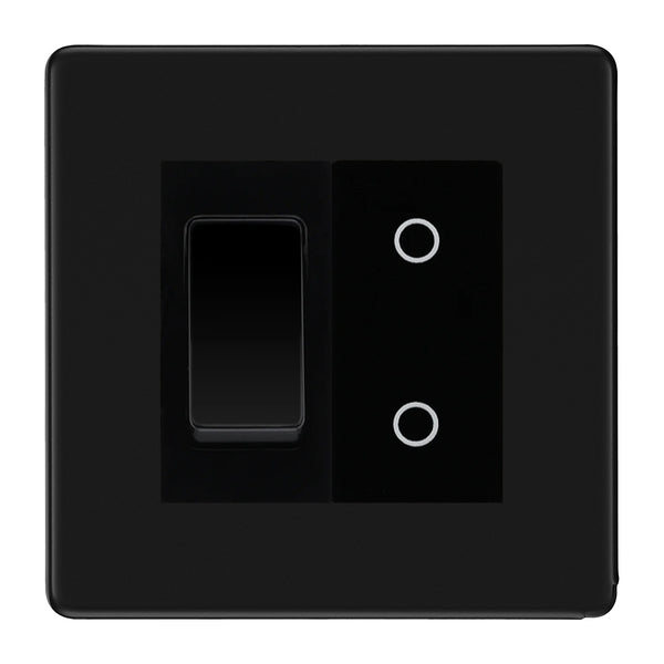 BG Matt Black Screwless 2 Gang Custom Switch 1x 2 Way Switch 1x Secondary Touch Dimmer Black Inserts