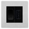 BG Evolve Brushed Steel 20A Intermediate Switch & 13A Fused Spur Plate | Black Insert