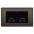 BG Nexus Black Nickel 4G Euro Plate with 2X USB-A Dual Chargers – Black Insert
