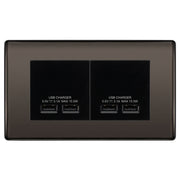 BG Nexus Black Nickel 4G Euro Plate with 2X USB-A Dual Chargers – Black Insert by British General (BG-NBNEMR4+EMUSB3B)