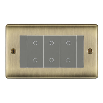 BG Nexus Antique Brass Triple Secondary Touch Dimmer Switch - Grey Insert by British General (BG-EMTDSG+NABEMR4)