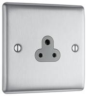 BG NBS28G Nexus 2A, unswitched socket round pin Brushed Steel by British General (BG-NBS28G-Shopify-SA_1)