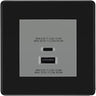 BG Screwless Matt Black 45W USB Wall Socket Euro Module USB-A & C - Grey Insert by British General (BG-FFBEMS2+EMUSBAC45G)