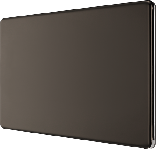 FBN95 Front - This screwless black nickel double blank plate from British General is ideal for covering unused electrical connections and has a slim clip-on/off front plate for a luxurious finish. 