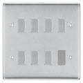 BG Brushed Steel 7 Gang 2 Way Custom Grid Light Switch with Back Box Included