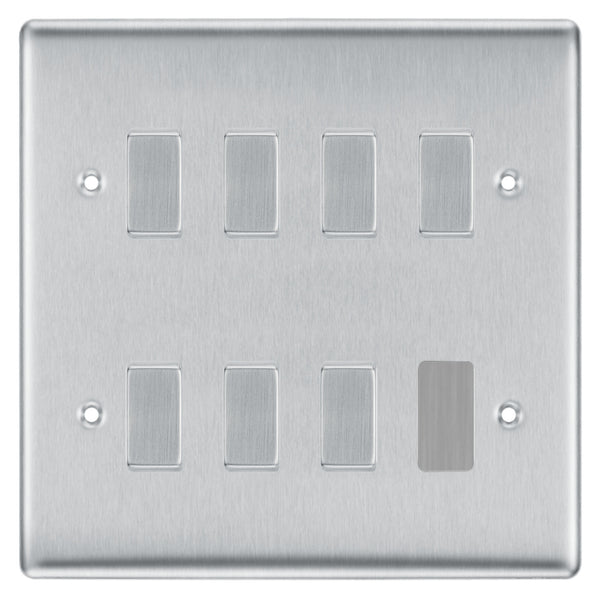 BG Brushed Steel 7 Gang Light Switch Custom Switch