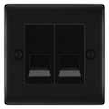 BG Nexus Matt Black Double Master Telephone Socket, Screw Terminal - Black Insert