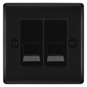 BG Nexus Matt Black Double Master Telephone Socket, Screw Terminal - Black Insert by British General (BG-NFBBTMS2B)