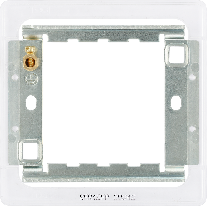 RFR12FP Back - The Grid modular range from British General allows you to build your own module configuration with a variety of combinations and finishes. This universal frame is suitable for installation of Grid screwless flatplates that fit 1 or 2 Grid modules. This frame has a fixed integrated plastic gasket to protect metal edges …
