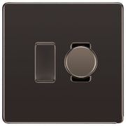 BG Black Nickel Screwless 2 Gang Switch 1x Trailing Edge LED Dimmer 1x Intermediate Switch by British General (BG-SCRL-BN-2G-CUSTOM-1x-Dimmer-1x-INT)