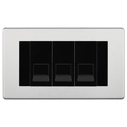 BG Screwless Brushed Steel 3 Gang RJ11 Telephone Socket Euro Module - Black Insert by British General (BG-FBSRJ113B)