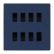 BG Evolve Matt Blue 7 Gang Intermediate Custom Grid Light Switch with Back Box Included by British General (BG-Evolve-DB-7G-CUSTOM-7x INT SWITCH)
