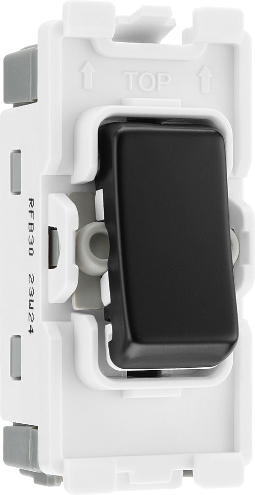 BG RFB30 Nexus Grid | Matt Black | 20AX 2 Pole Switch Module