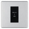 BG Flatplate Screwless Brushed Steel 20AX 2 Way Emergency Lighting Test Key Switch - Key Included - Black Insert