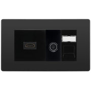 BG Evolve Media Wall Plate — TV Aerial, HDMI & CAT6 | Black Chrome Screwless by British General