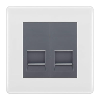 BG White Moulded Double IDC Secondary Telephone Socket - Grey Insert by British General (BG-NWMBTS2G)