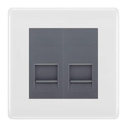 BG White Moulded Double IDC Secondary Telephone Socket - Grey Insert by British General (BG-NWMBTS2G)